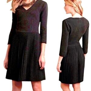 Ganni Anthropologie Black Knit Accordion Pleat Dress Women's Size Med Black